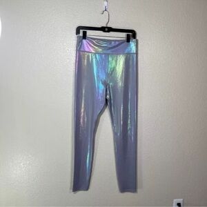 Carbon 38 Leggings Womens Large Iridescent Shine Compression Gym Workout
